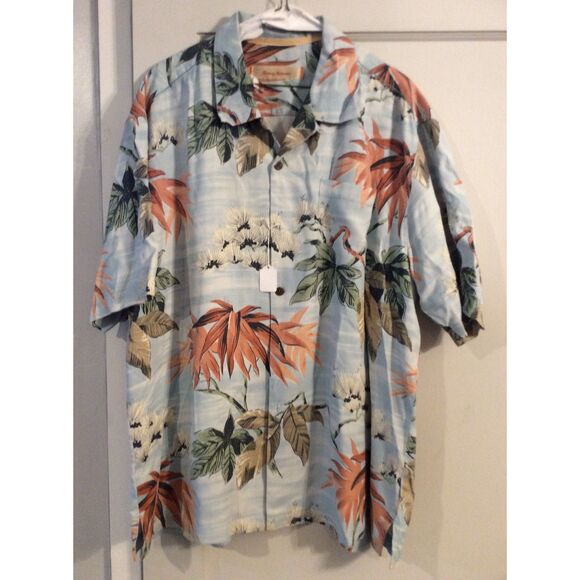 Tommy Bahama Button Up Tropical Floral Silk XL Shirt Short Sleeve - Picture 1 of 3